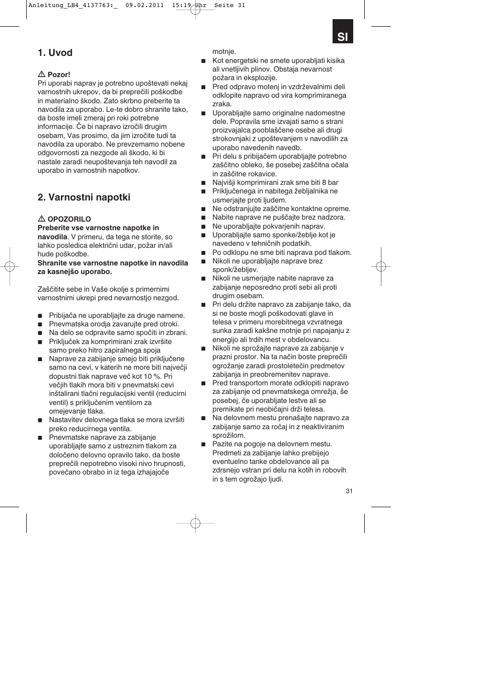 Uvod, Varnostni napotki | Parkside PDT 40 A1 User Manual | Page 31 / 92