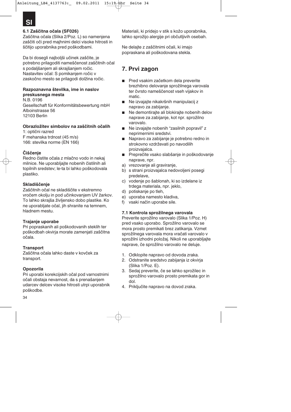 Prvi zagon | Parkside PDT 40 A1 User Manual | Page 34 / 92