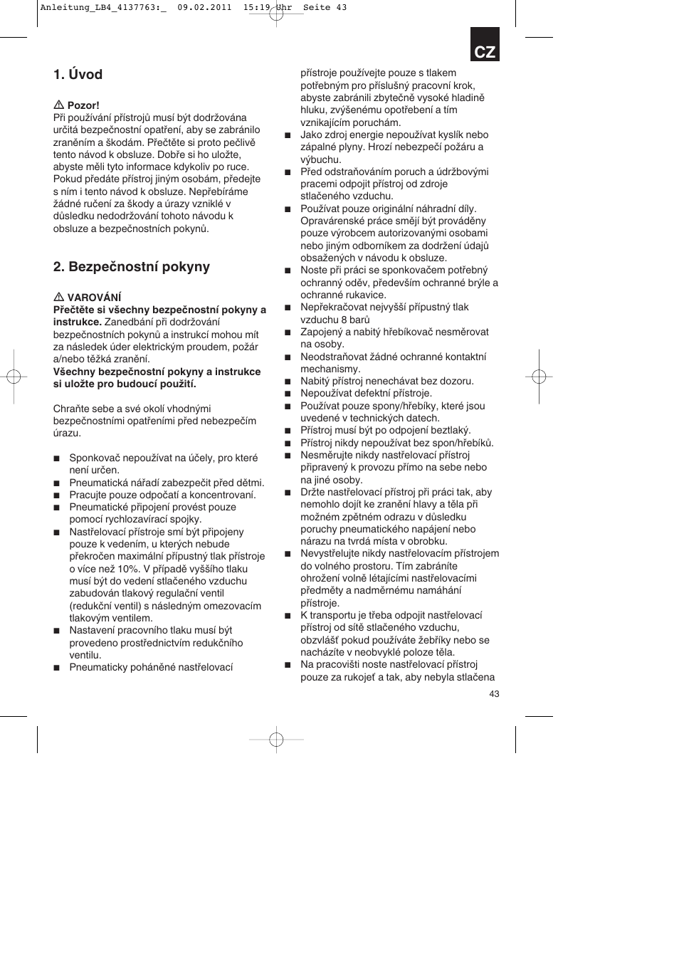 Úvod, Bezpečnostní pokyny | Parkside PDT 40 A1 User Manual | Page 43 / 92