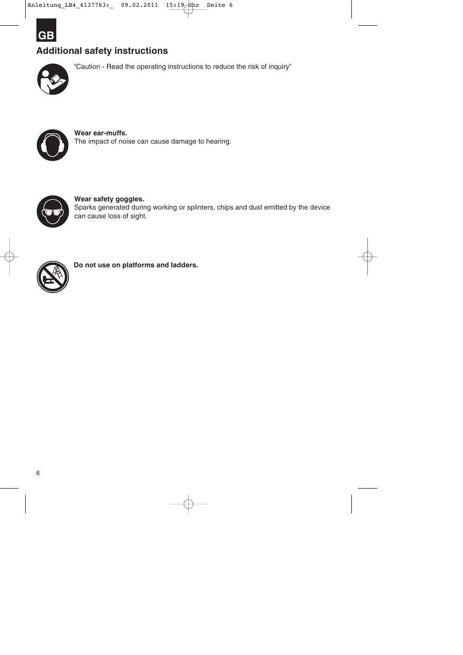 Additional safety instructions | Parkside PDT 40 A1 User Manual | Page 6 / 92