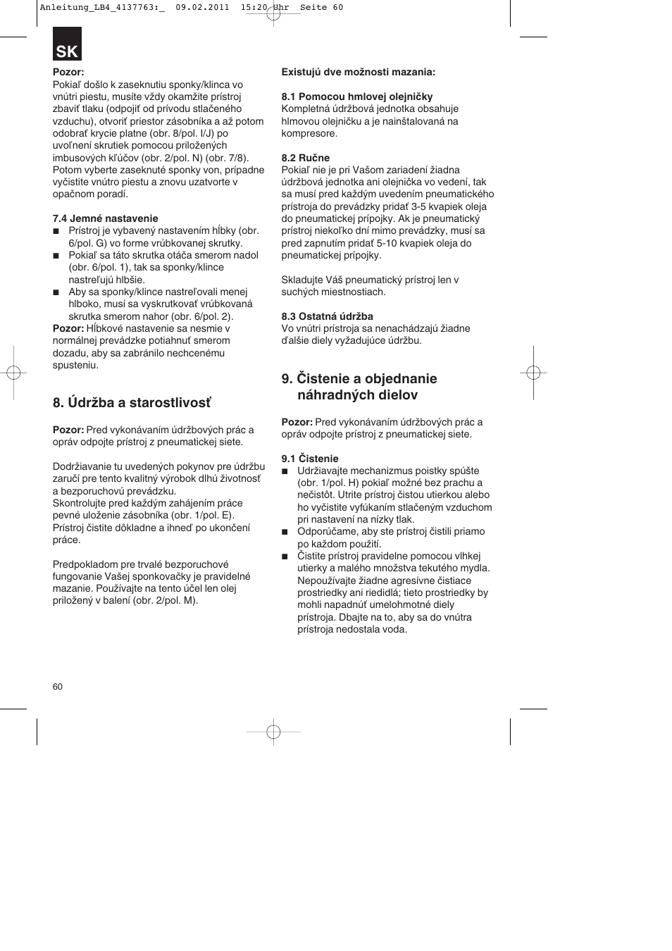 Údržba a starostlivosť, Čistenie a objednanie náhradných dielov | Parkside PDT 40 A1 User Manual | Page 60 / 92
