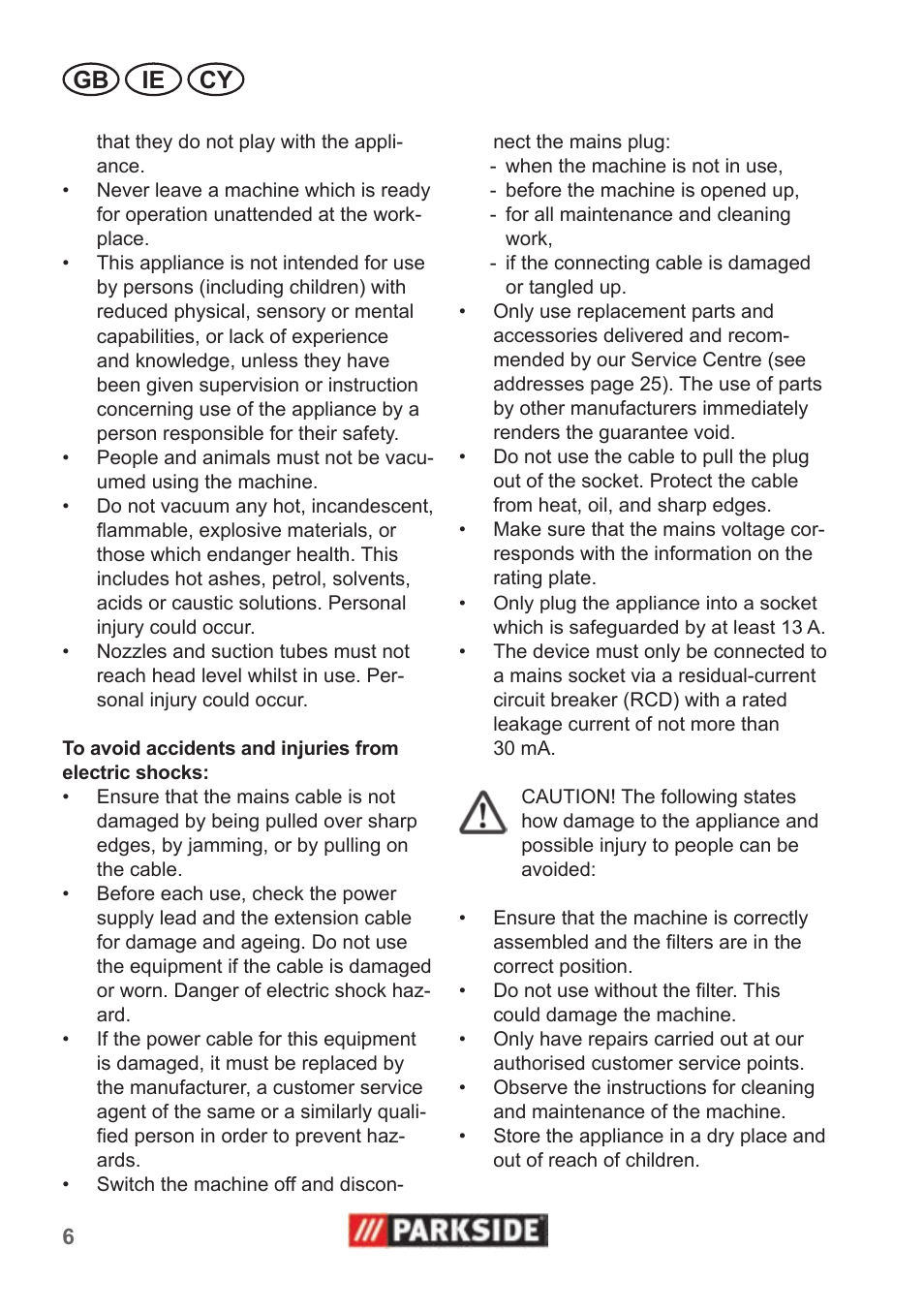 Gb ie cy | Parkside PNTS 1500 A1 User Manual | Page 6 / 26