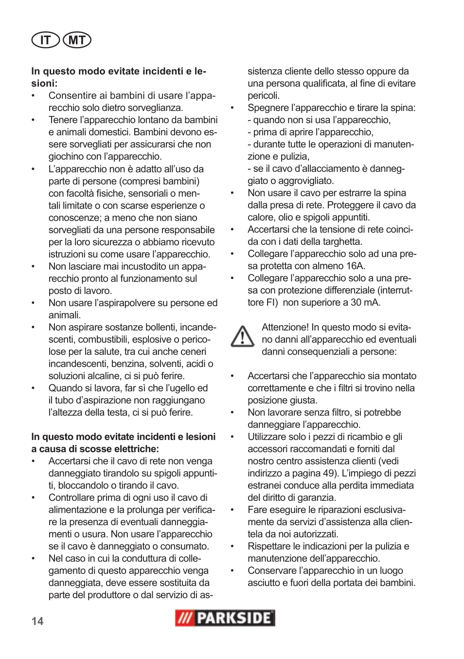 It mt | Parkside PNTS 1500 A1 User Manual | Page 14 / 50