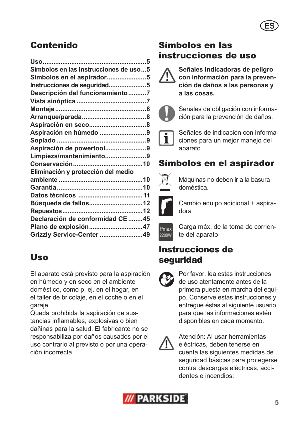 Parkside PNTS 1500 A1 User Manual | Page 5 / 50