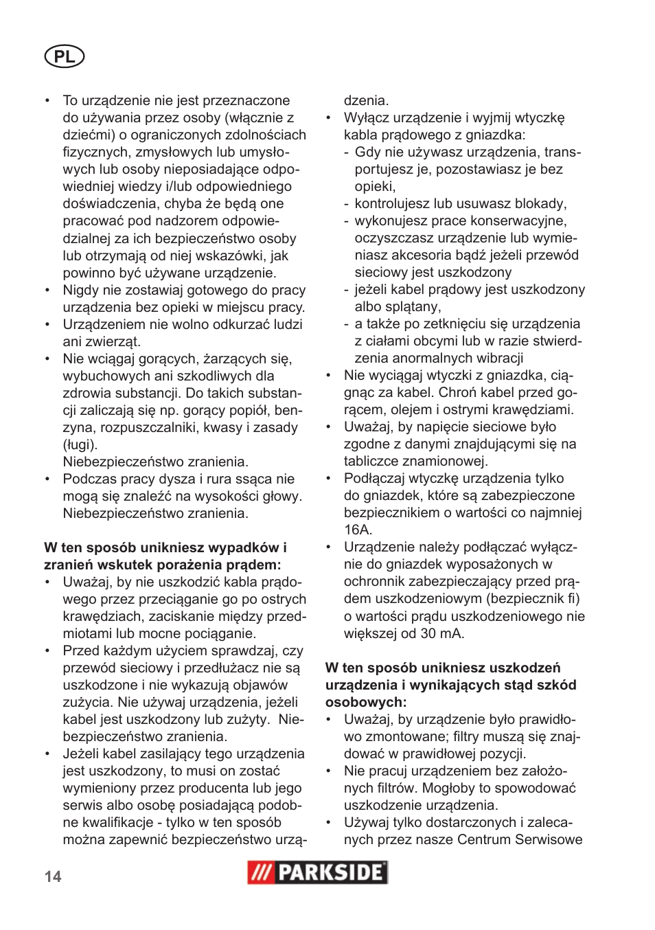 Parkside PNTS 1400 A1 User Manual | Page 14 / 66