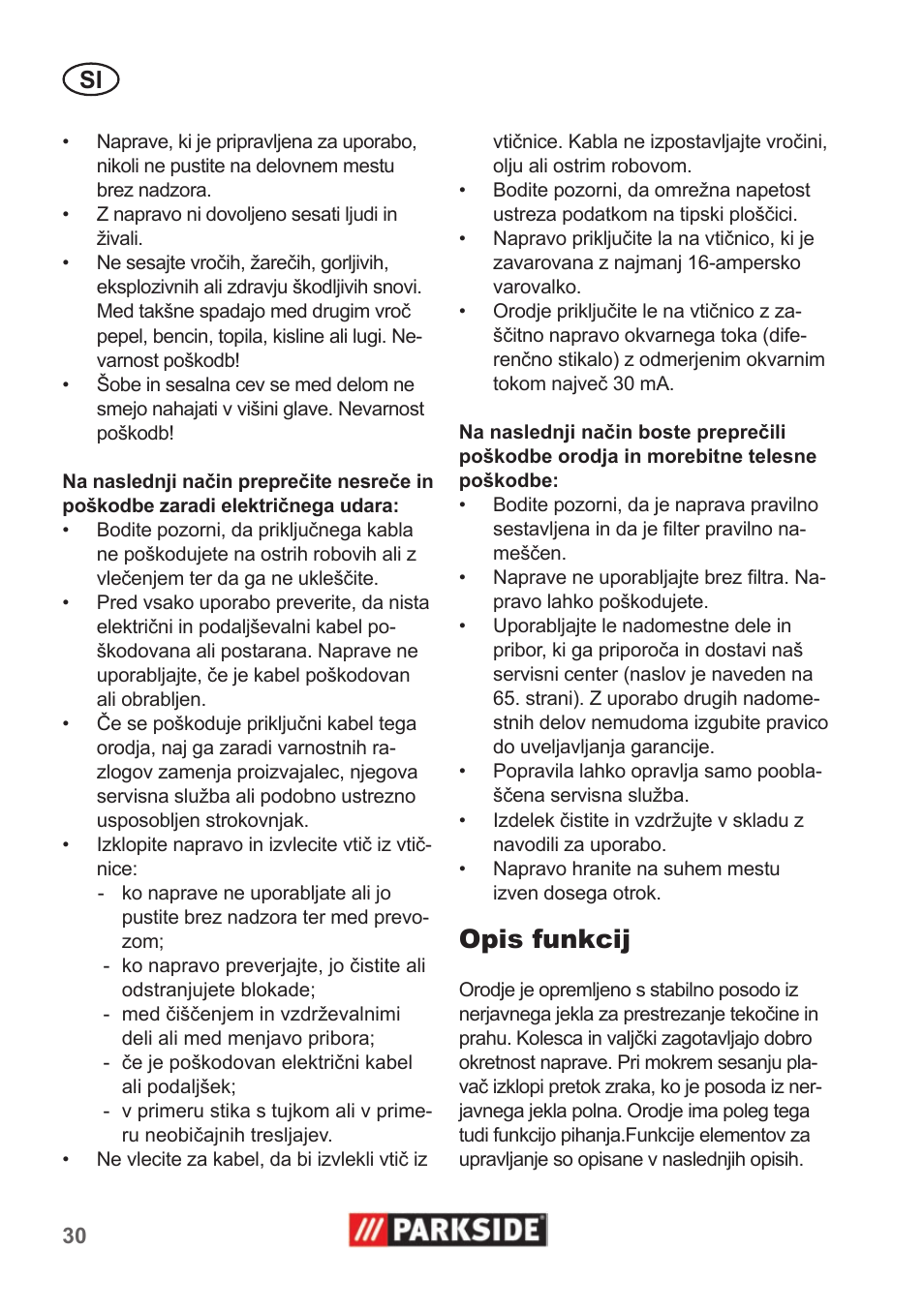 Opis funkcij | Parkside PNTS 1400 A1 User Manual | Page 30 / 66