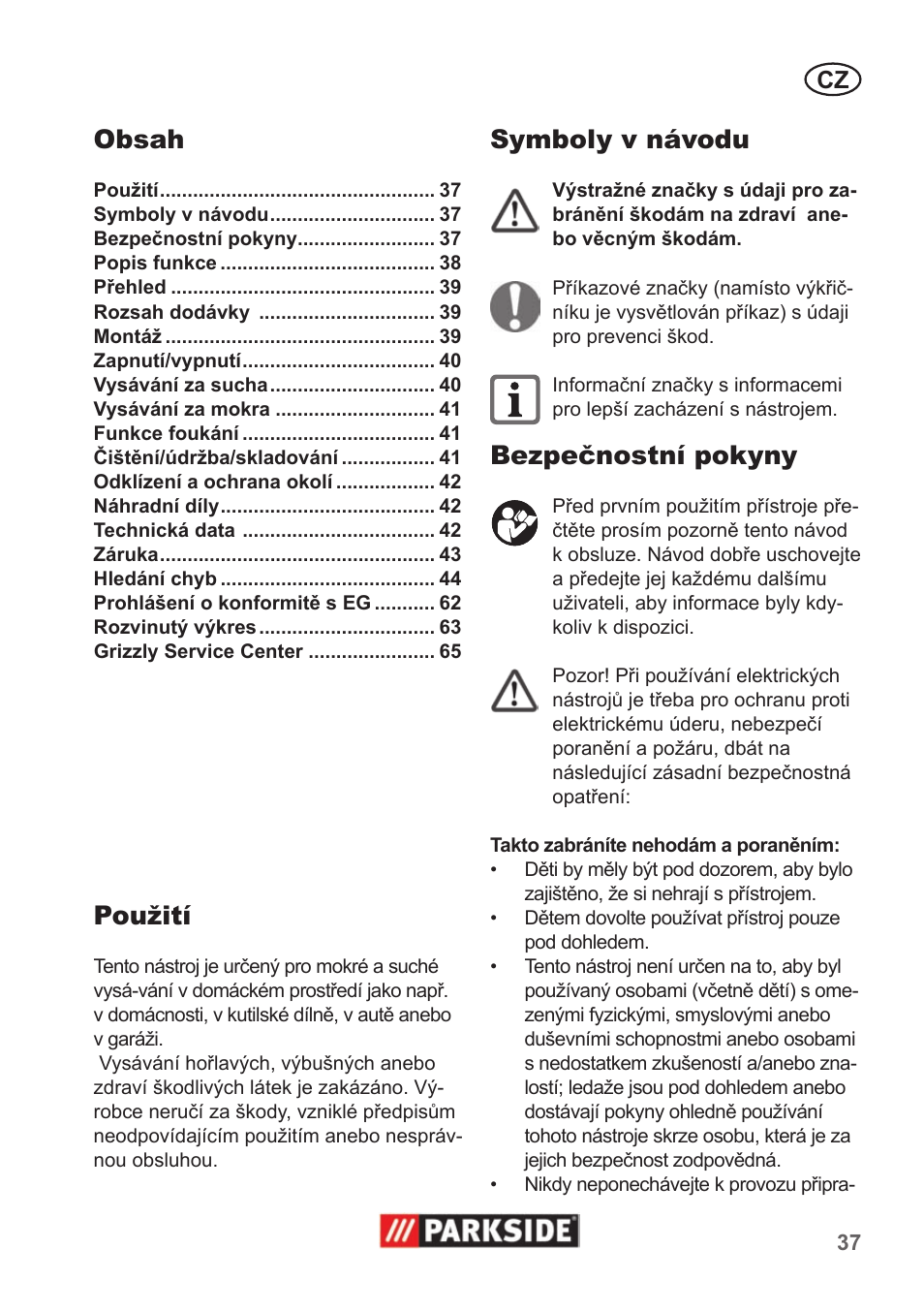 Parkside PNTS 1400 A1 User Manual | Page 37 / 66