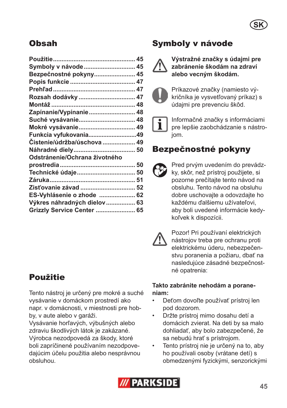 Parkside PNTS 1400 A1 User Manual | Page 45 / 66