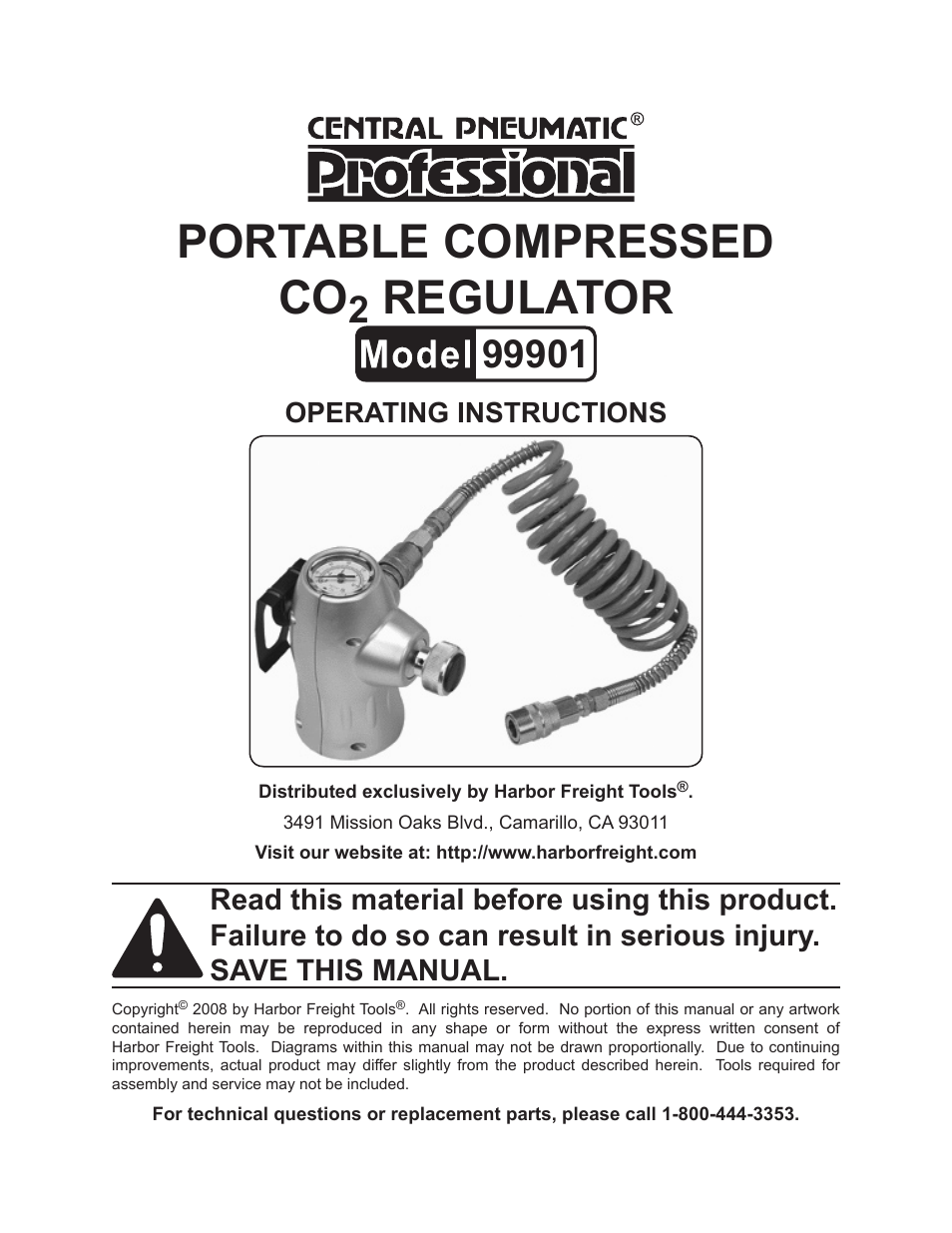 Harbor Freight Tools PROFESSIONAL 99901 User Manual | 8 pages