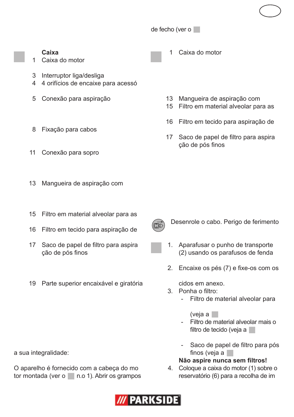 Esquema de descrição técnica, Volume de fornecimento, Montagem | Parkside PNTS 1300 User Manual | Page 19 / 38