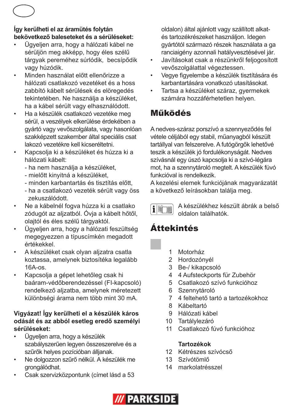 Működés, Áttekintés | Parkside PNTS 1300 User Manual | Page 18 / 54