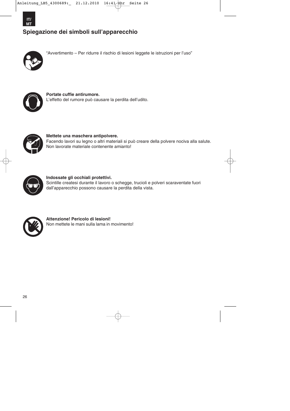 Spiegazione dei simboli sull’apparecchio | Parkside PKS 1700 A1 User Manual | Page 26 / 92
