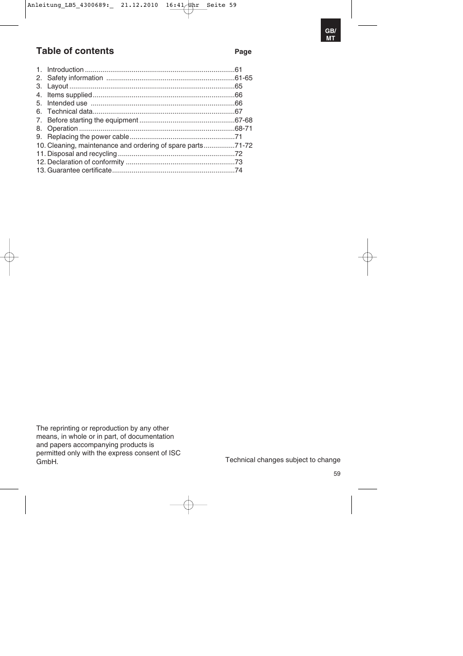 Parkside PKS 1700 A1 User Manual | Page 59 / 92