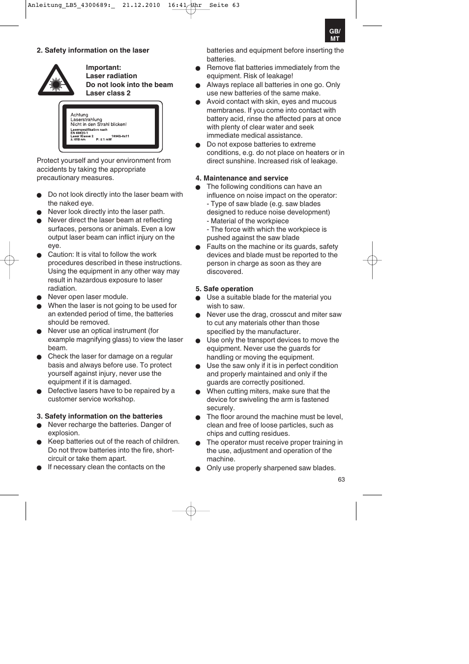 Parkside PKS 1700 A1 User Manual | Page 63 / 92