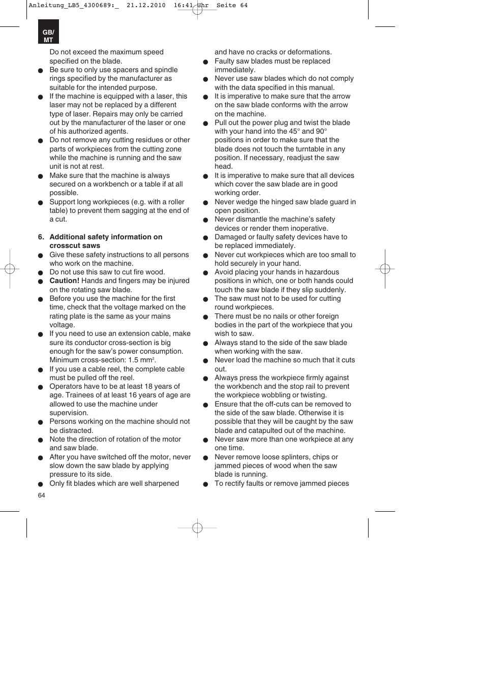 Parkside PKS 1700 A1 User Manual | Page 64 / 92