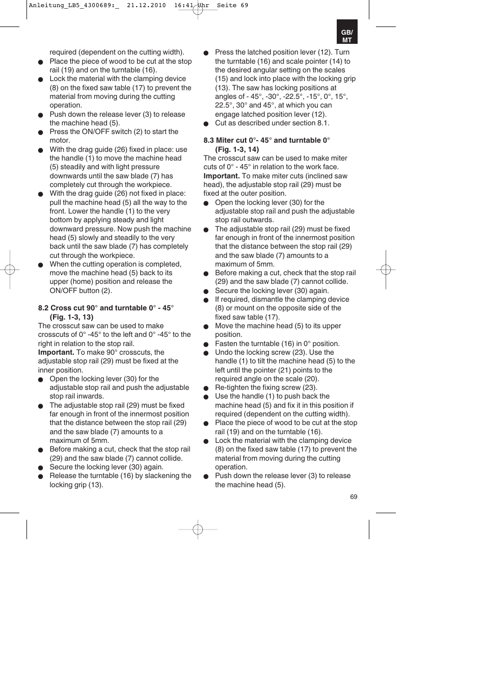 Parkside PKS 1700 A1 User Manual | Page 69 / 92
