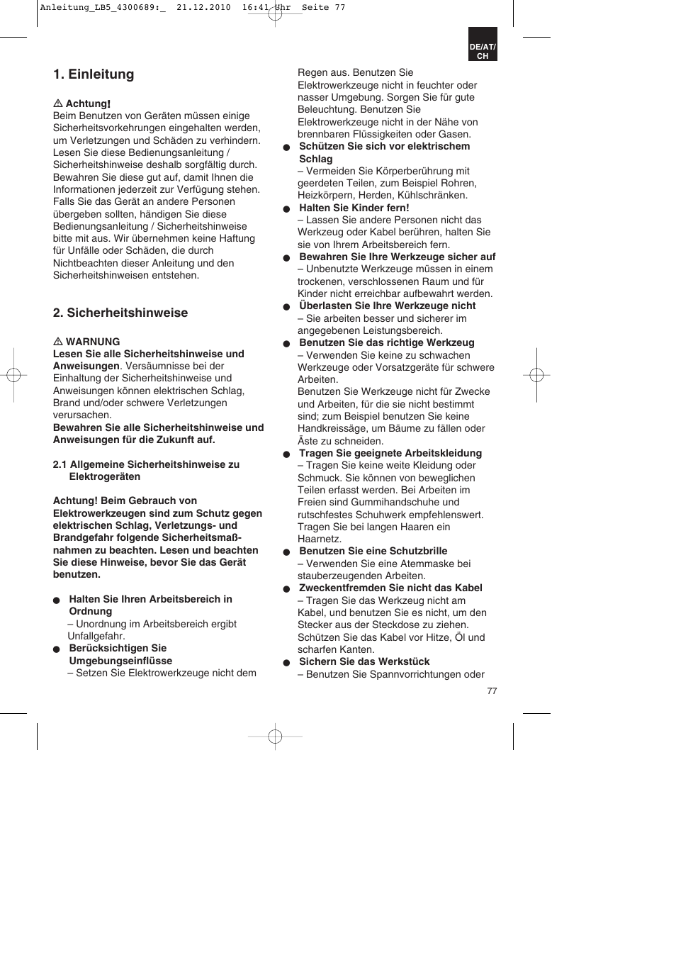 Einleitung | Parkside PKS 1700 A1 User Manual | Page 77 / 92
