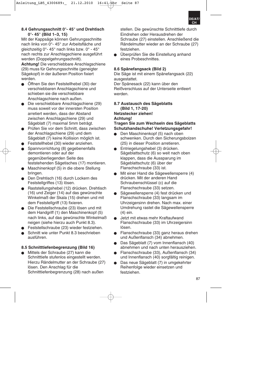 Parkside PKS 1700 A1 User Manual | Page 87 / 92