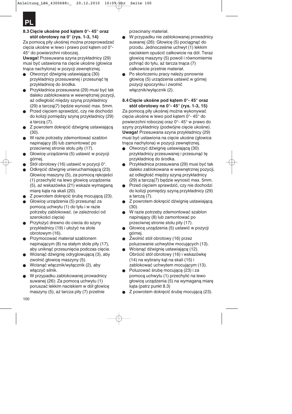 Parkside PKS 1700 A1 User Manual | Page 100 / 124