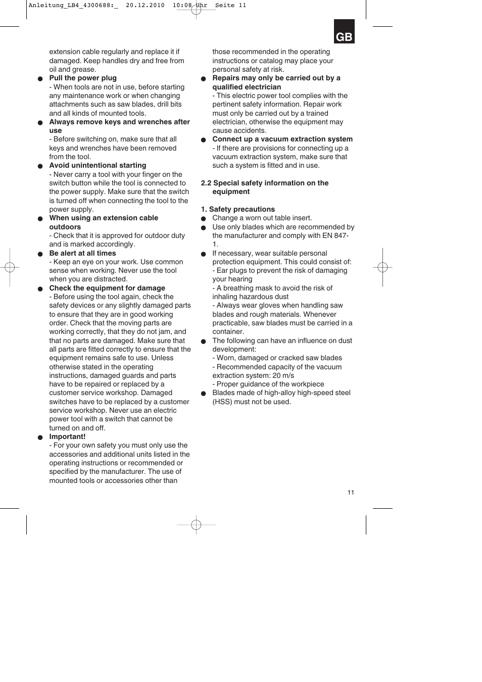 Parkside PKS 1700 A1 User Manual | Page 11 / 124