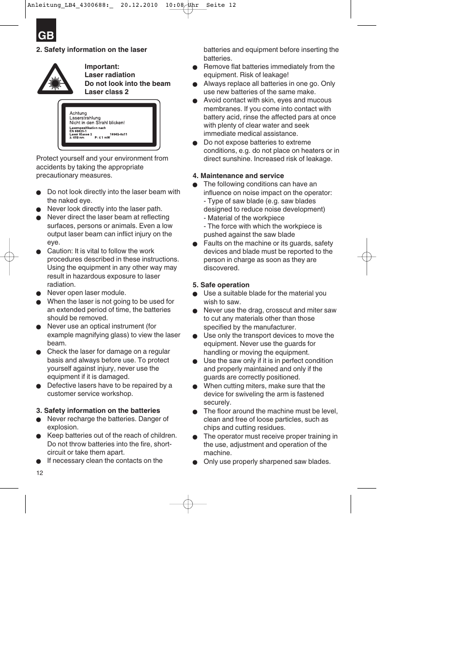 Parkside PKS 1700 A1 User Manual | Page 12 / 124