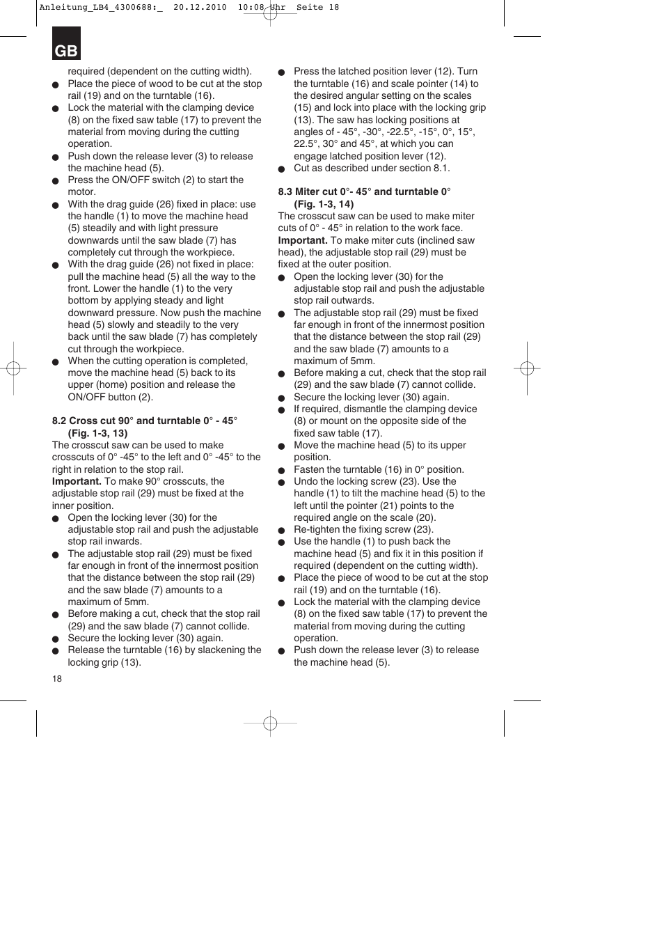 Parkside PKS 1700 A1 User Manual | Page 18 / 124