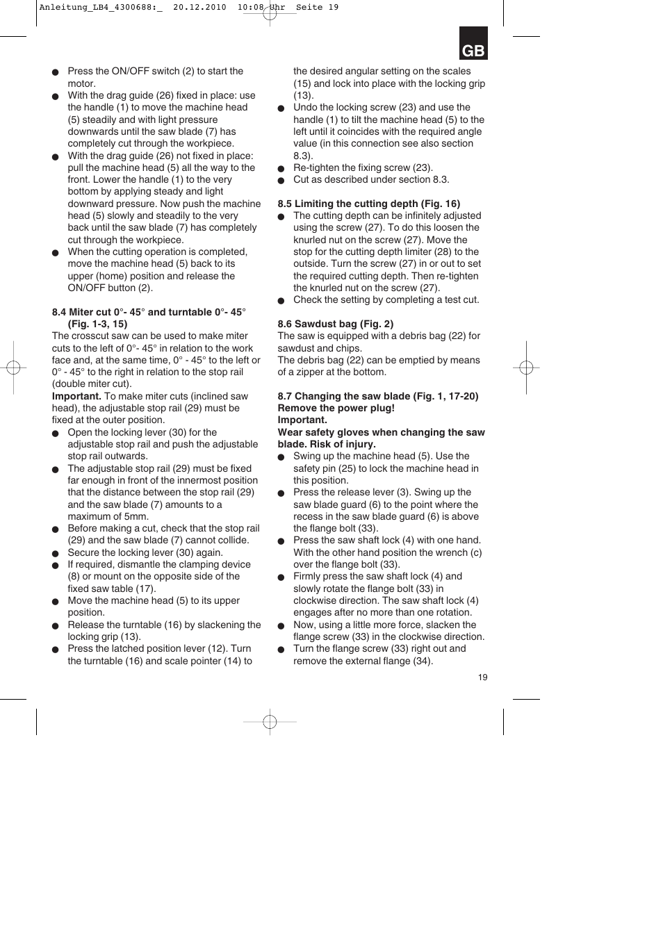 Parkside PKS 1700 A1 User Manual | Page 19 / 124