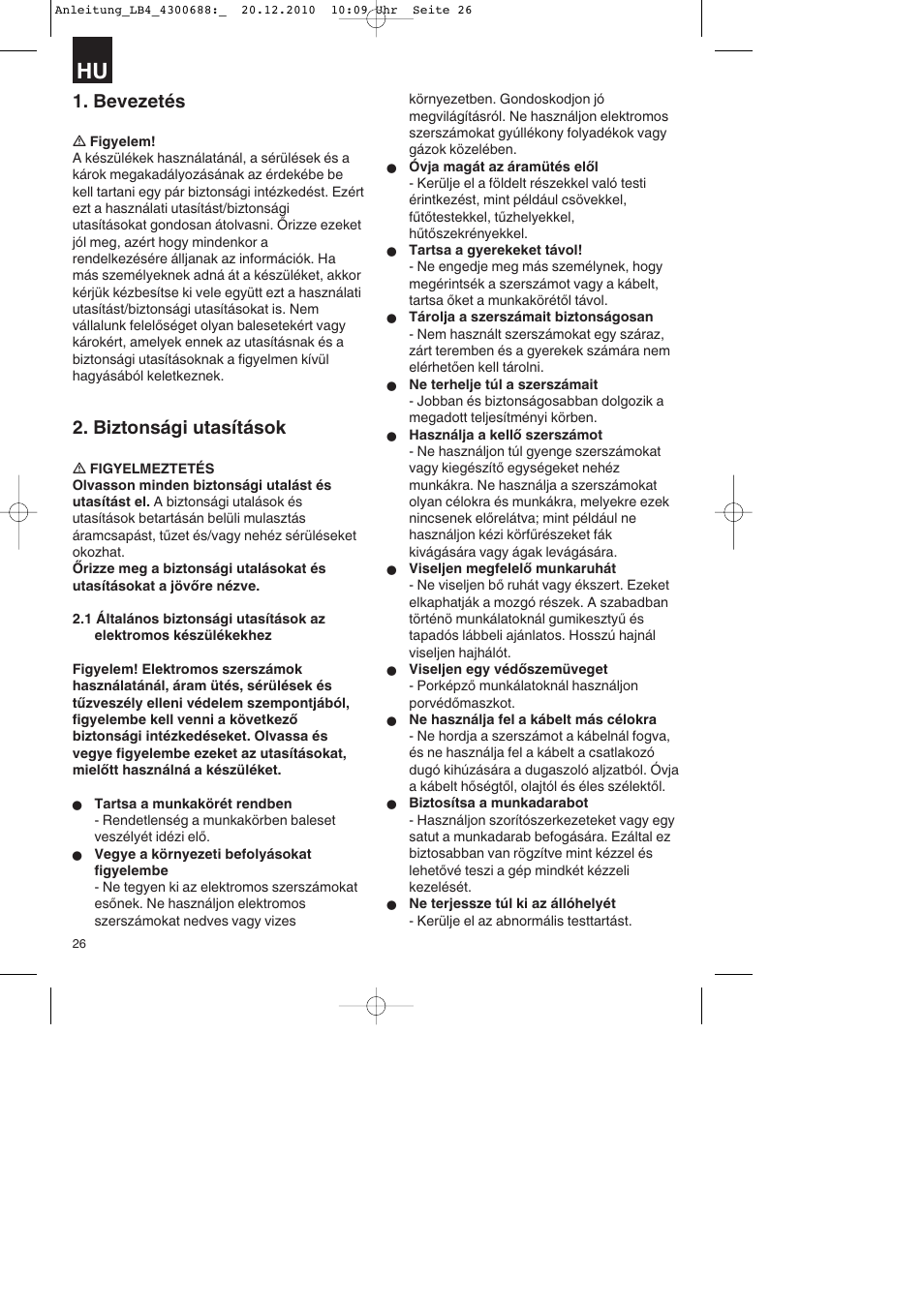 Bevezetés, Biztonsági utasítások | Parkside PKS 1700 A1 User Manual | Page 26 / 124