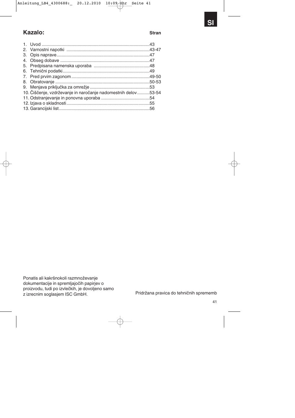 Kazalo | Parkside PKS 1700 A1 User Manual | Page 41 / 124