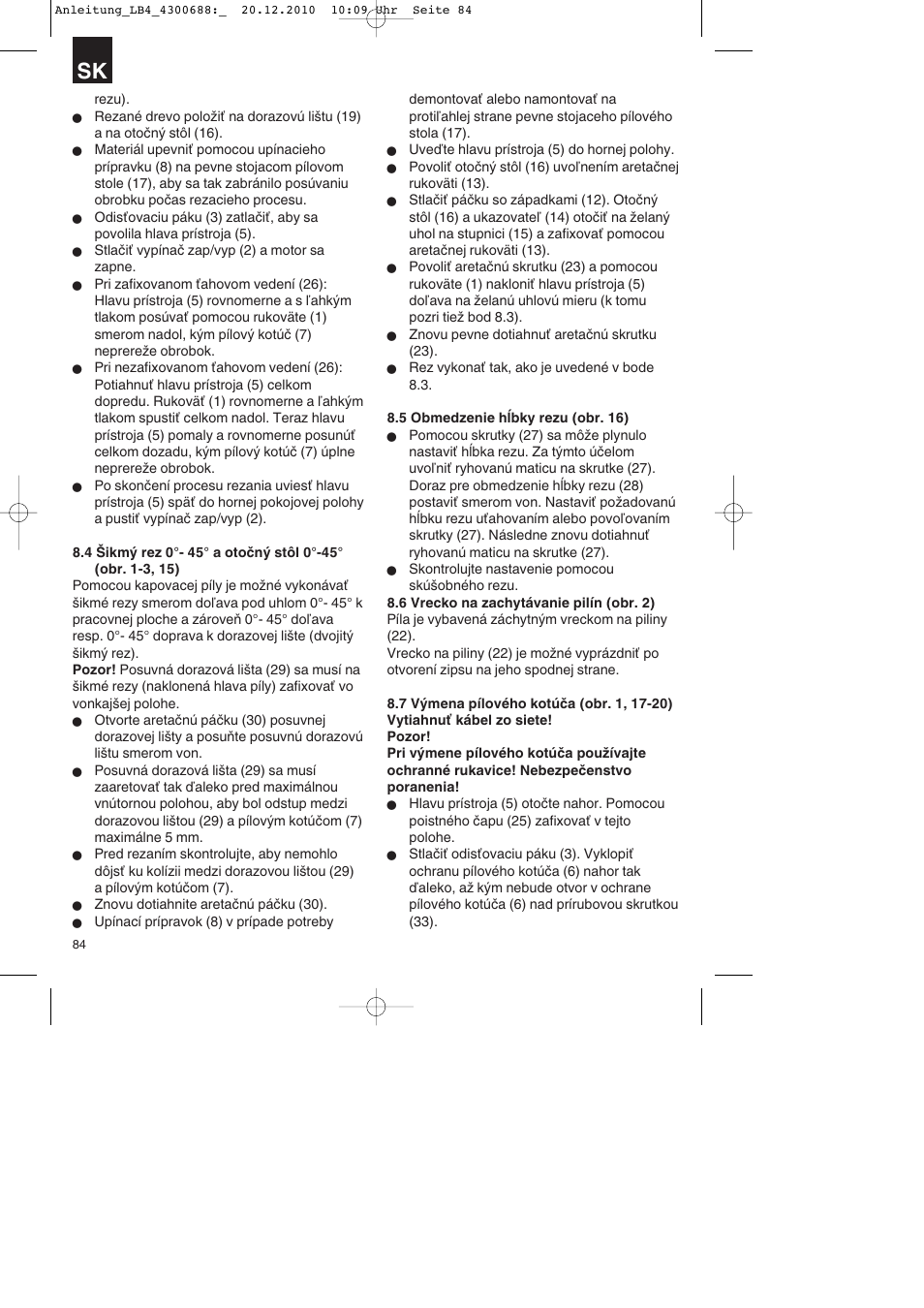 Parkside PKS 1700 A1 User Manual | Page 84 / 124