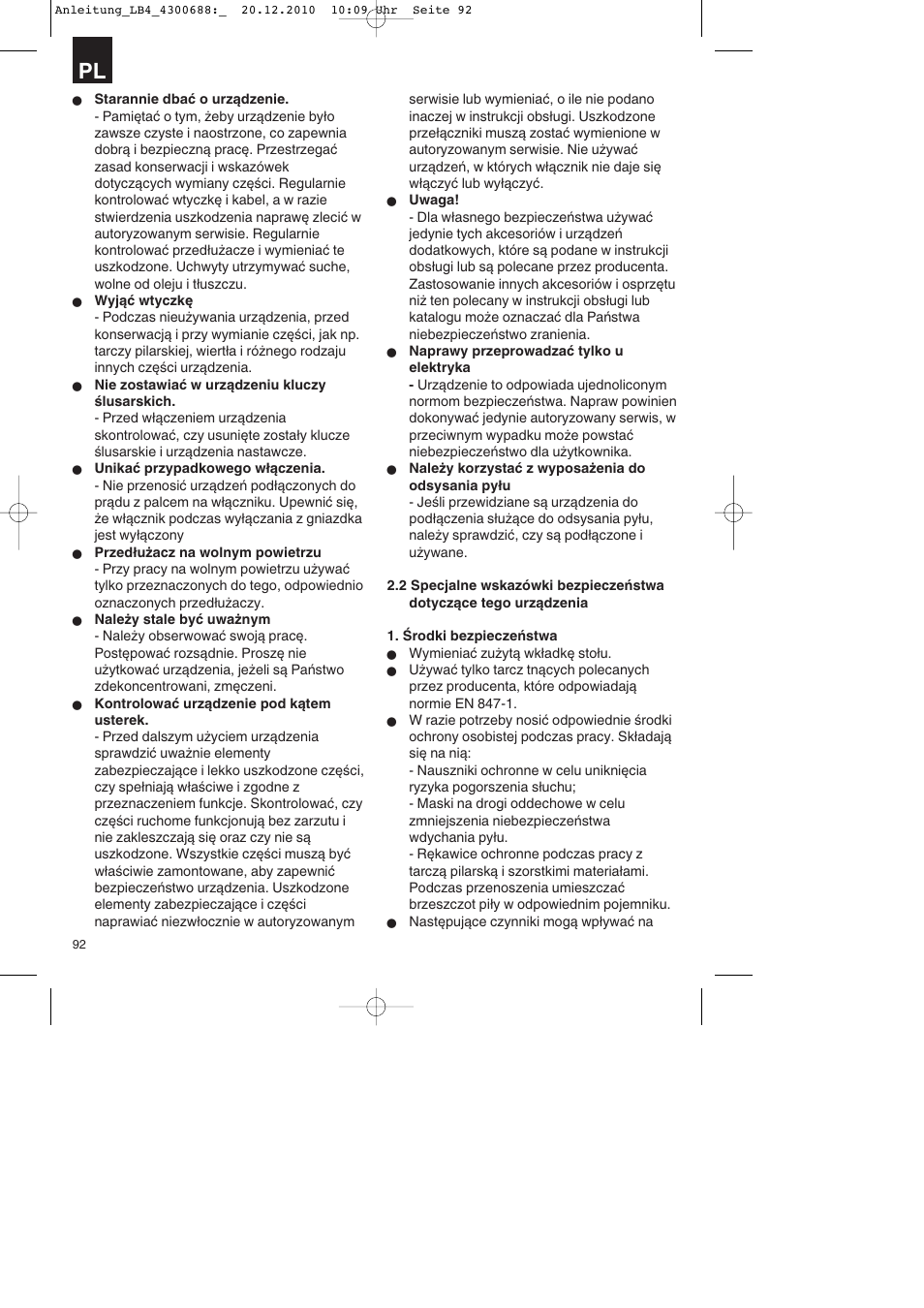Parkside PKS 1700 A1 User Manual | Page 92 / 124