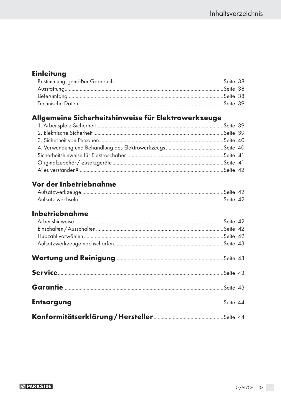 Parkside PES 200 B1 User Manual | Page 37 / 45