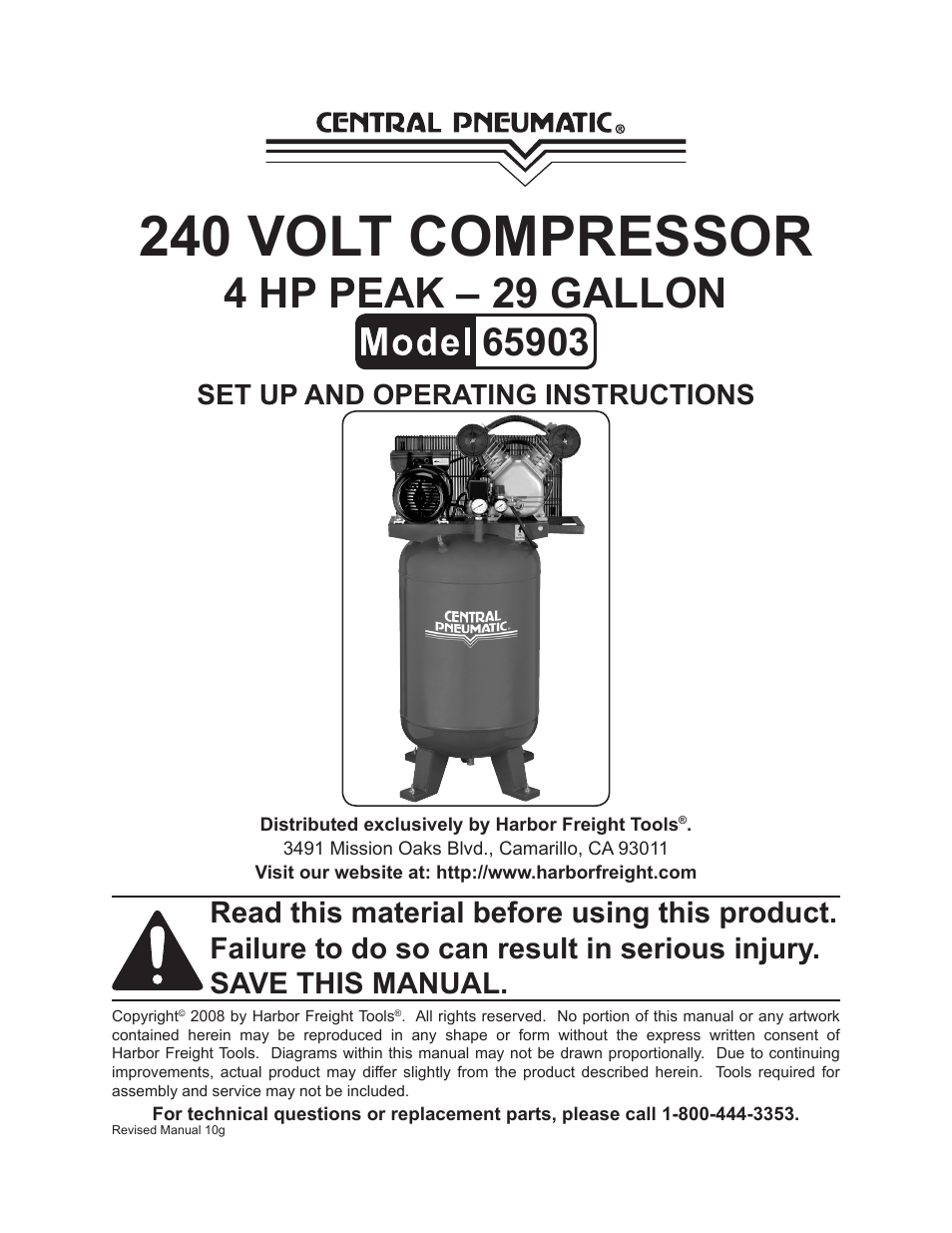 Harbor Freight Tools Model 65903 User Manual | 17 pages