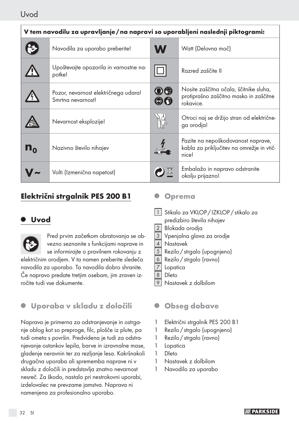 Uvod | Parkside PES 200 B1 User Manual | Page 32 / 65