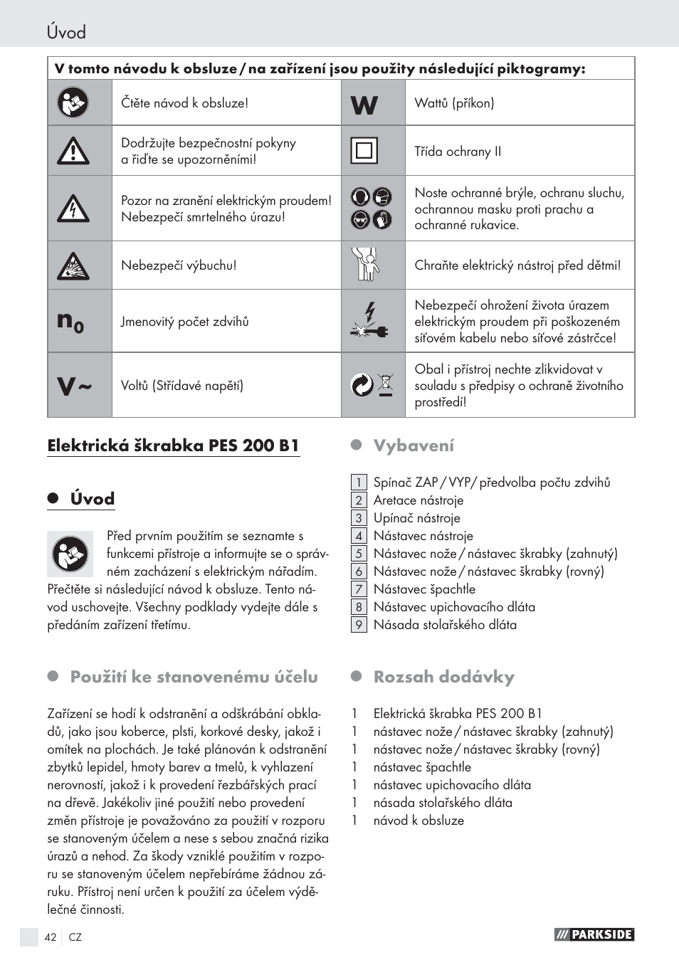 Úvod | Parkside PES 200 B1 User Manual | Page 42 / 65