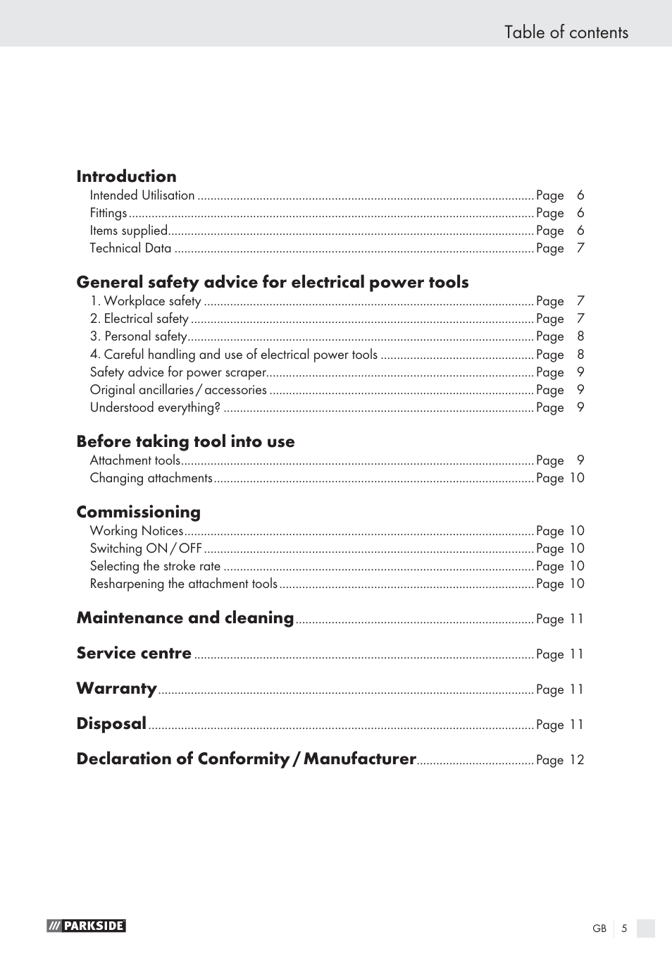 Parkside PES 200 B1 User Manual | Page 5 / 65