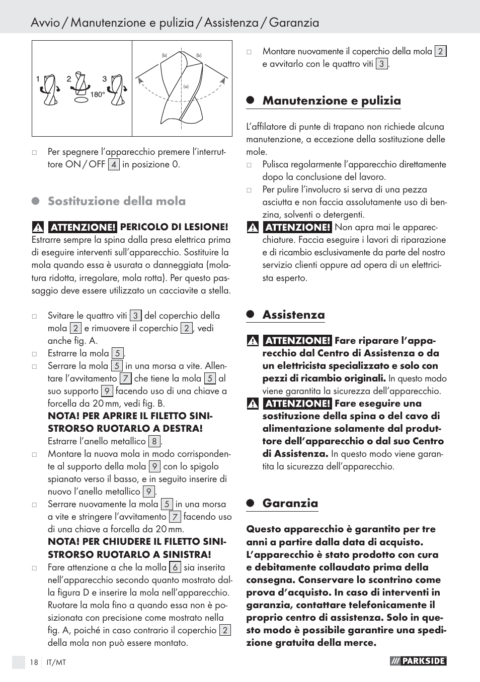 Sostituzione della mola, Manutenzione e pulizia, Assistenza | Garanzia | Parkside PBSG 55 A1 User Manual | Page 18 / 45
