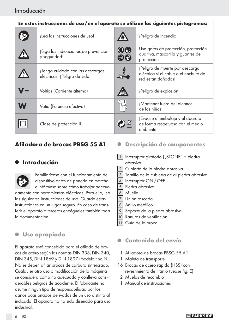 Parkside PBSG 55 A1 User Manual | Page 6 / 45