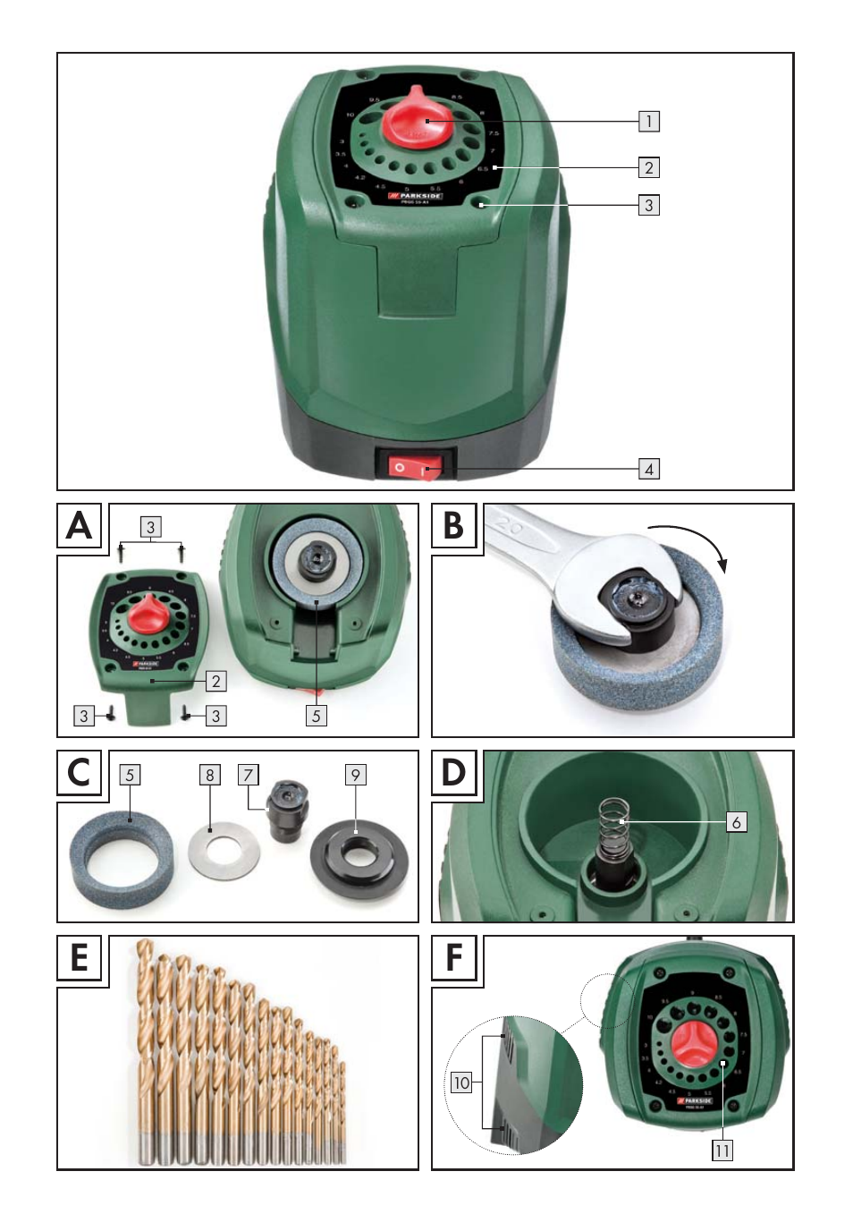 Cd e f | Parkside PBSG 55 A1 User Manual | Page 3 / 61
