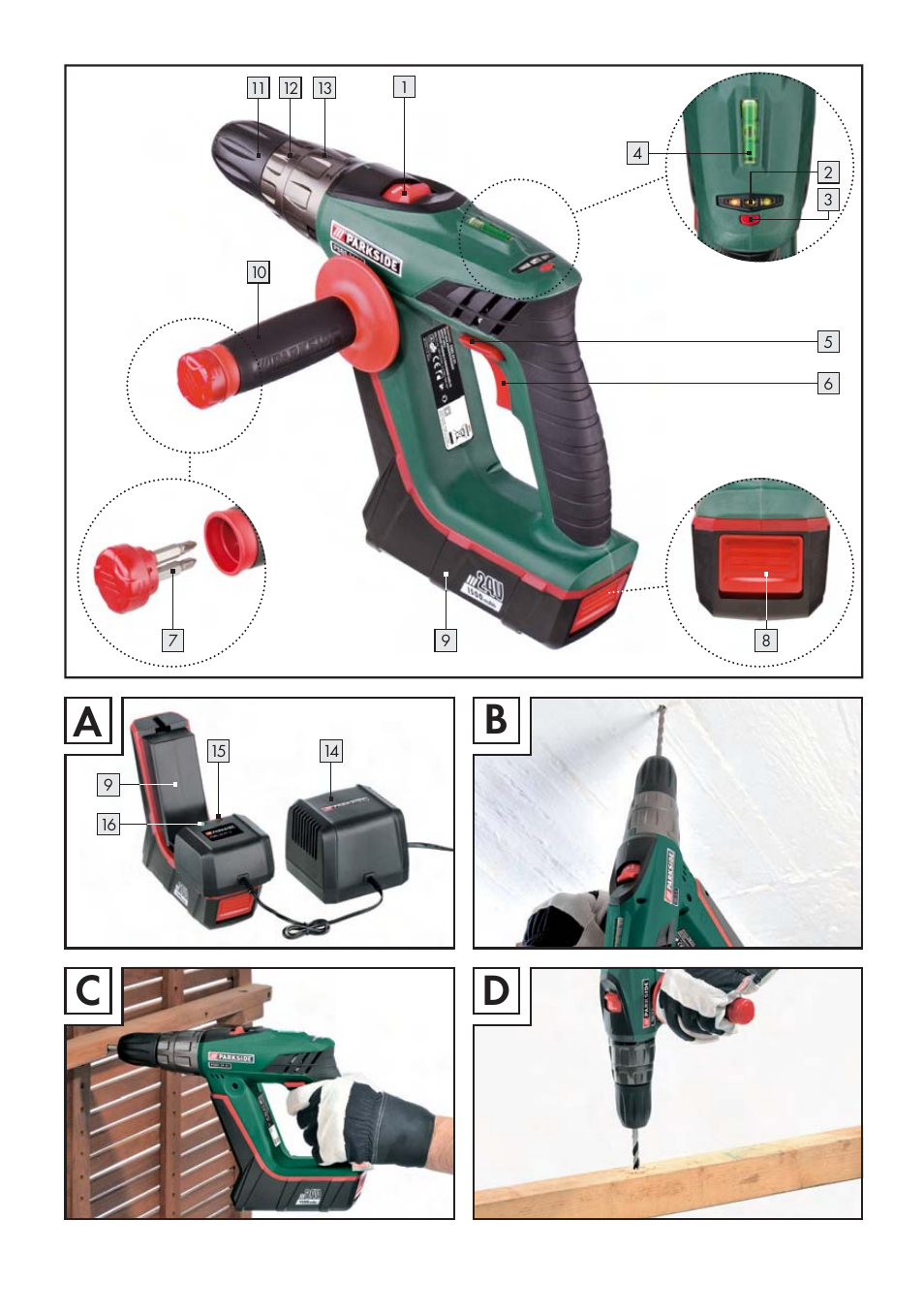 Ab c d | Parkside PSBS 24 A1 User Manual | Page 3 / 79