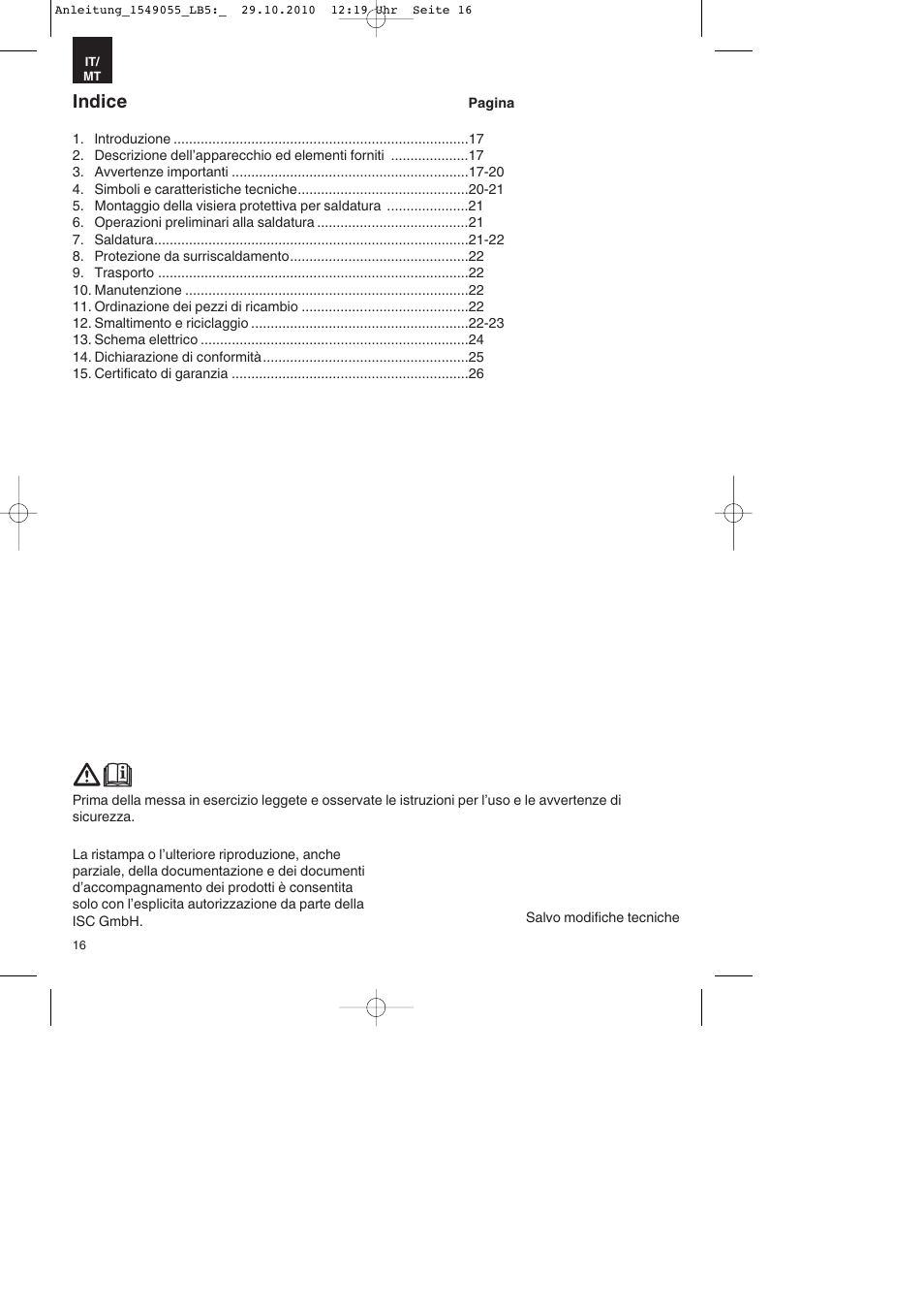 Indice | Parkside PESG 120 A1 User Manual | Page 16 / 60