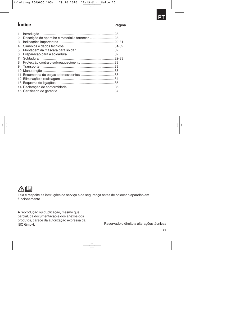 Índice | Parkside PESG 120 A1 User Manual | Page 27 / 60