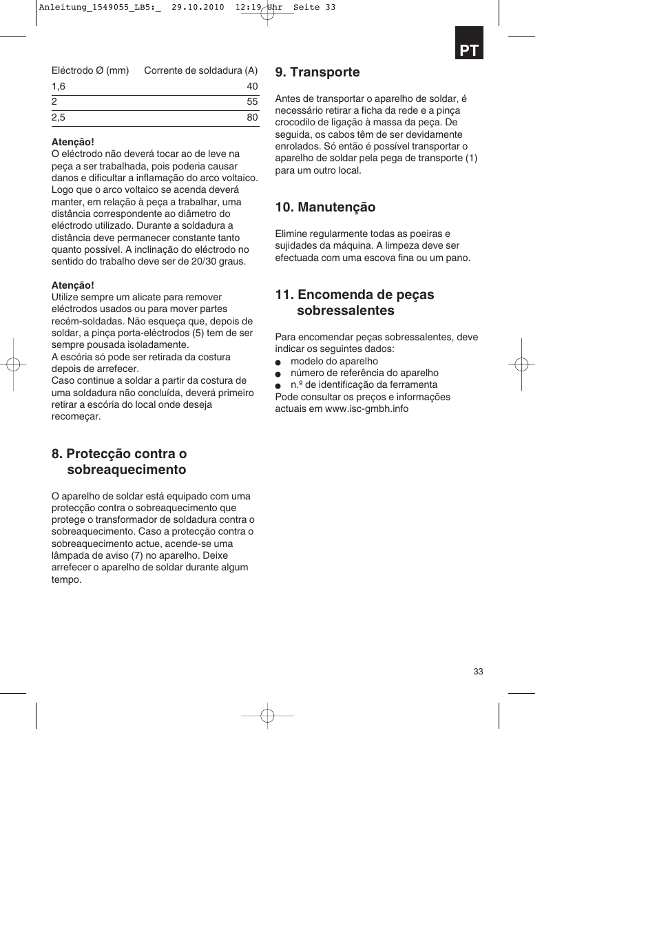Protecção contra o sobreaquecimento, Transporte, Manutenção | Encomenda de peças sobressalentes | Parkside PESG 120 A1 User Manual | Page 33 / 60