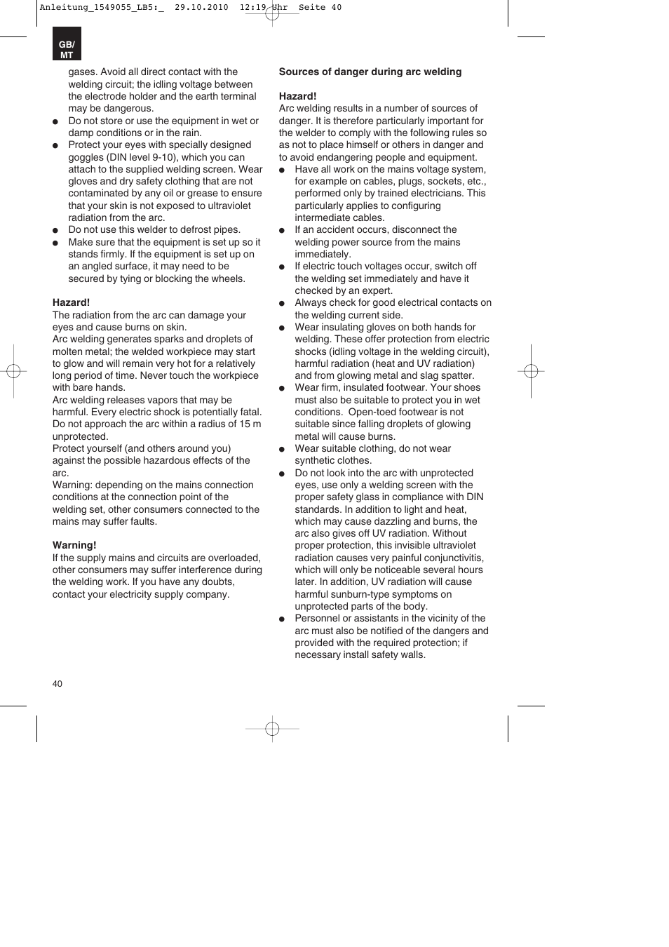 Parkside PESG 120 A1 User Manual | Page 40 / 60