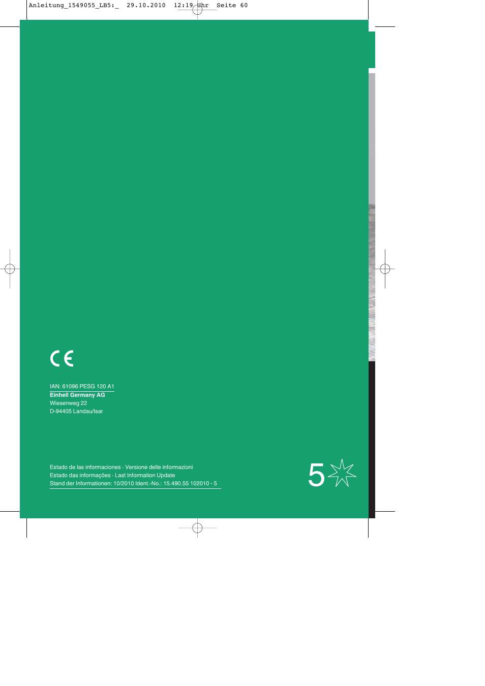 Parkside PESG 120 A1 User Manual | Page 60 / 60