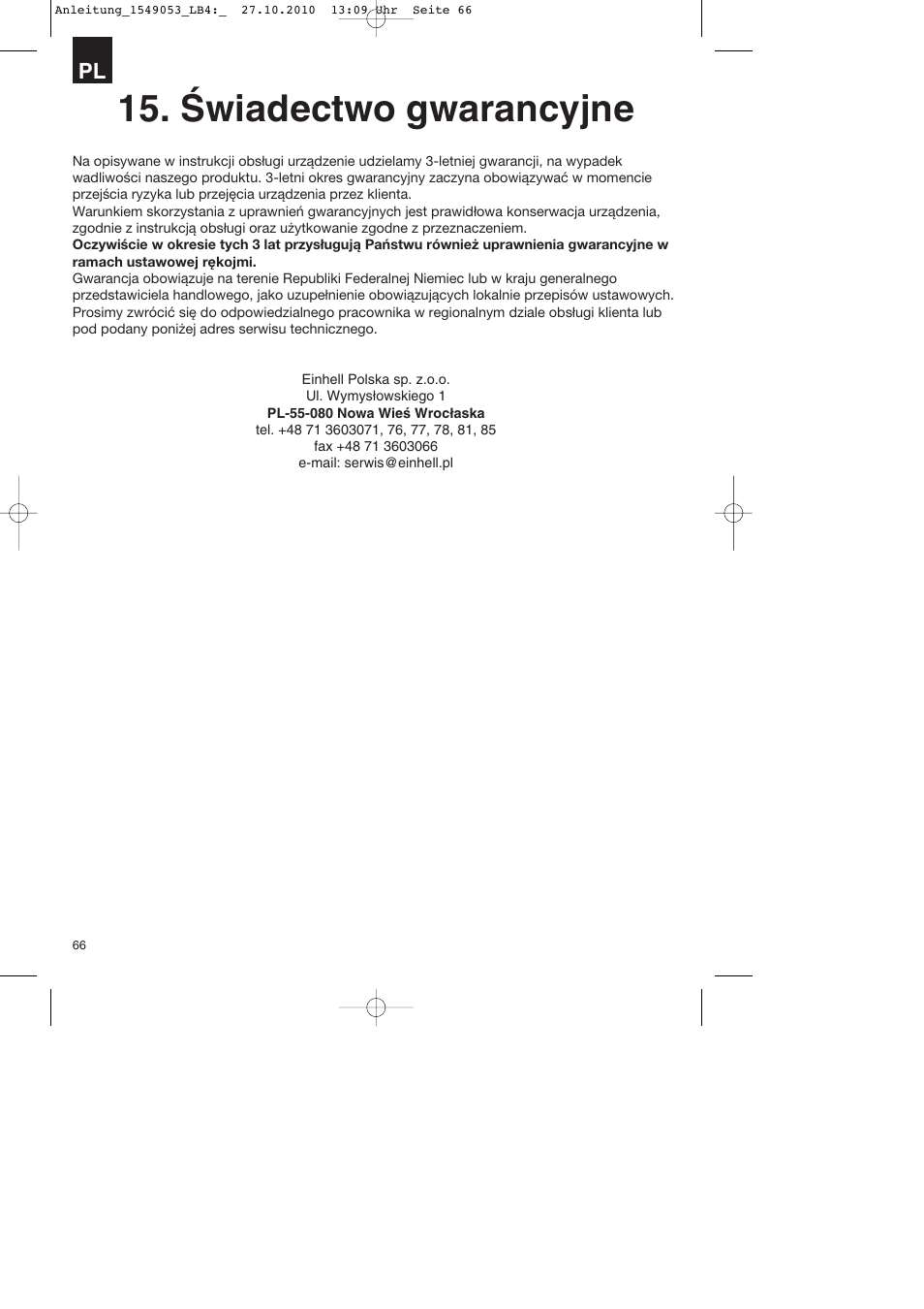 Świadectwo gwarancyjne | Parkside PESG 120 A1 User Manual | Page 66 / 80