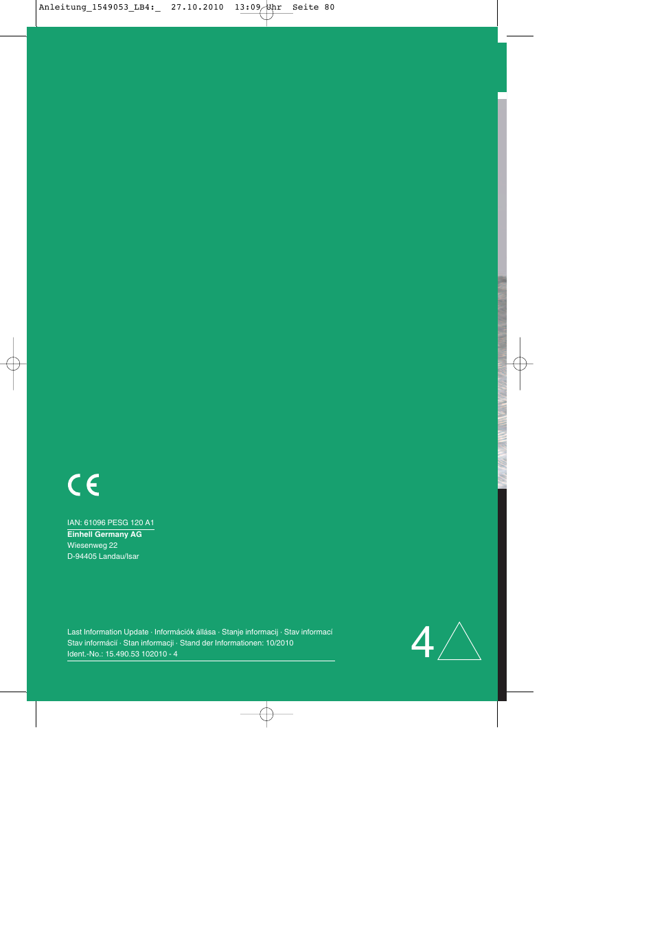 Parkside PESG 120 A1 User Manual | Page 80 / 80