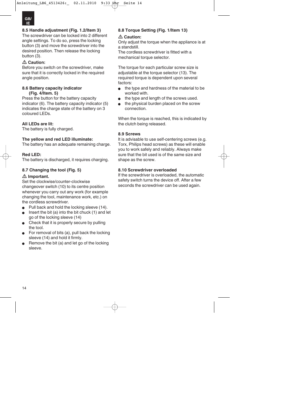 Parkside PASS 3.6 A1 User Manual | Page 14 / 20