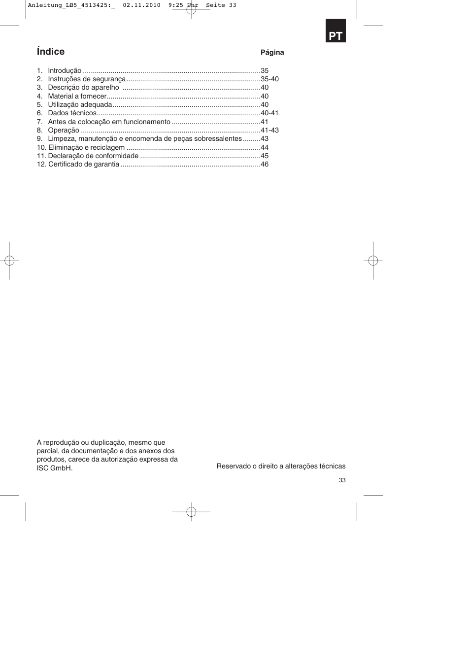 Índice | Parkside PASS 3.6 A1 User Manual | Page 33 / 76