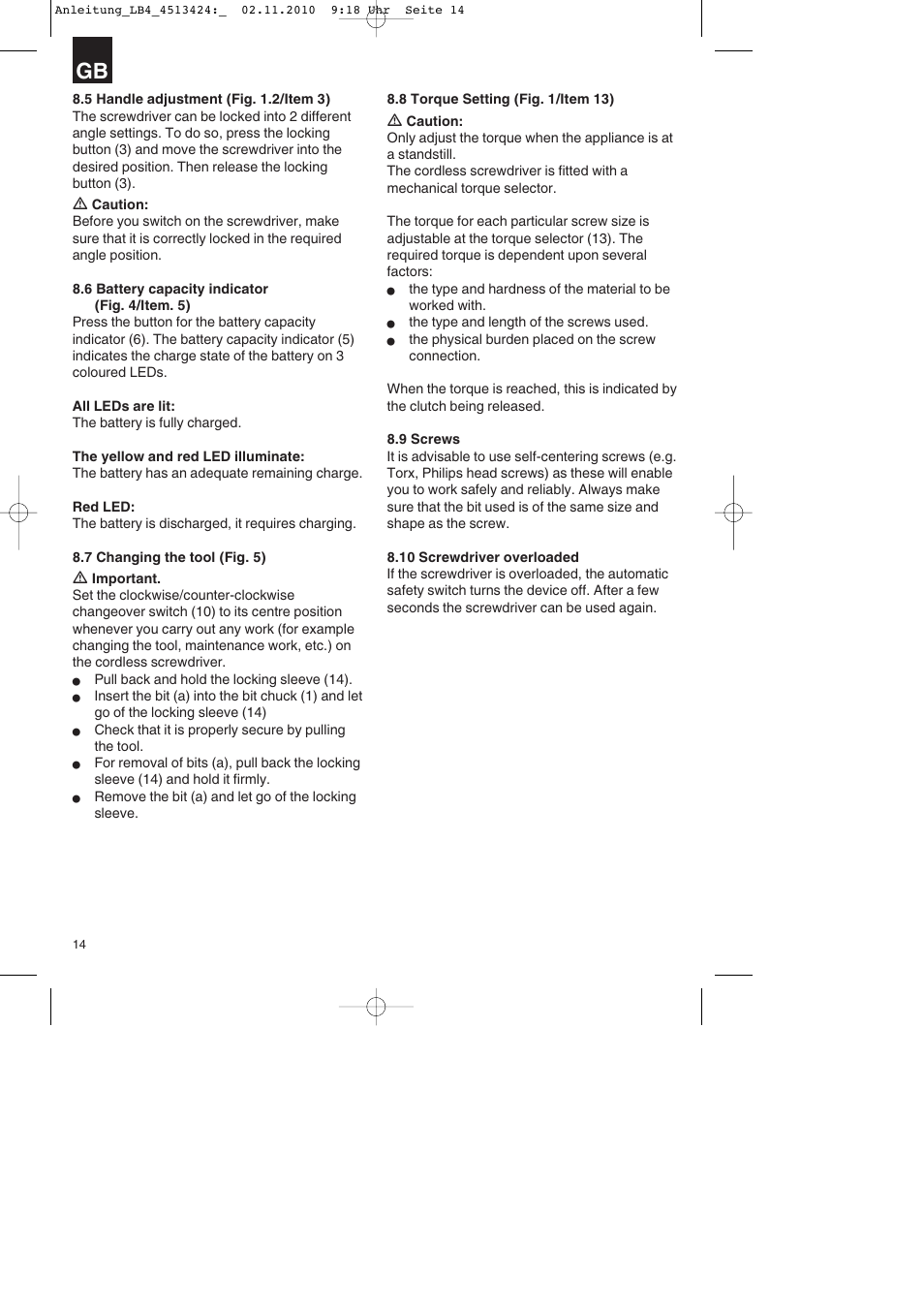 Parkside PASS 3.6 A1 User Manual | Page 14 / 100